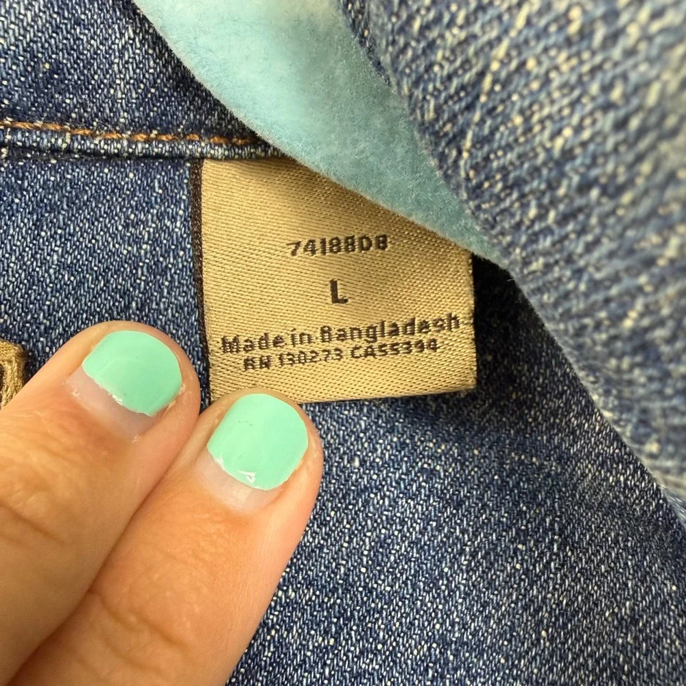Wrangler Retro Mens Blue Denim Trucker Jacket L Cotton VTG Coat Jean Western